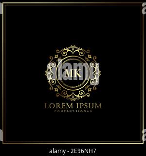 MK Initial Letter Luxury Logo template in vector for Restaurant, Royalty, Boutique, Cafe, Hotel, Heraldic, Jewelry, Fashion and other vector illustrat Stock Vector
