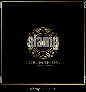 MP Initial Letter Luxury Logo template in vector for Restaurant, Royalty, Boutique, Cafe, Hotel, Heraldic, Jewelry, Fashion and other vector illustrat Stock Vector