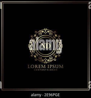 ND Initial Letter Luxury Logo template in vector for Restaurant, Royalty, Boutique, Cafe, Hotel, Heraldic, Jewelry, Fashion and other vector illustrat Stock Vector