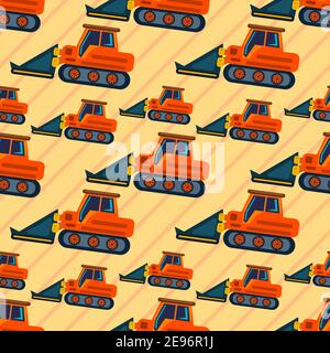 loader industrial vehicle seamless pattern vector illustration Stock Vector