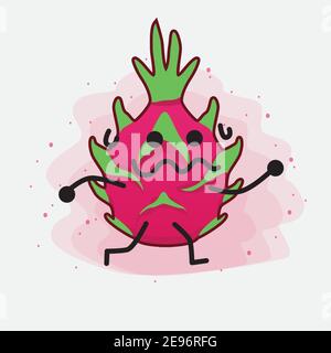 An illustration of Cute Dragon Fruit Mascot Character Stock Vector