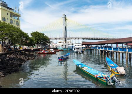 Manado City, Pier to Bunaken Islands, Soekarno Bridge and Manado Tua Island 2 batch Stock Photo