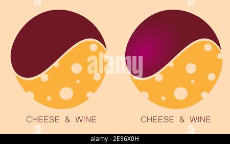 a drop of wine and a slice of cheese. logo wine and cheese 2 Stock Vector