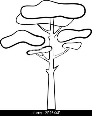 Doodle pine. Hand draw tree, sketch vector illustration Stock Vector ...