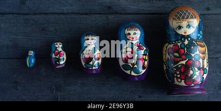 set of matrioshka dolls. Culture of Russia. souvenir from Moscow Stock Photo