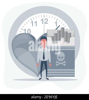 Time to Give Up Smoking. Sick man on the knees. flat style illustration Stock Vector