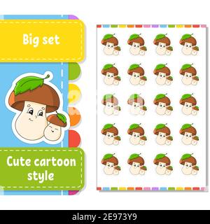 Set of stickers with cute cartoon characters. Hand drawn. Colorful pack. Vector illustration. Patch badges collection for kids. For daily planner, org Stock Vector