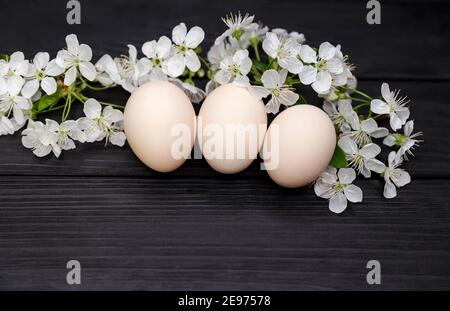 Floral spring decorations. Composition of blooming tree branches. Stock Photo