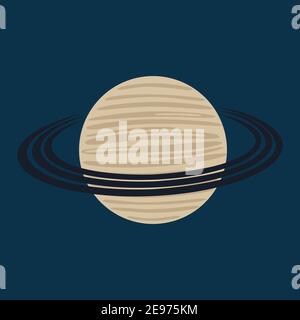 planet saturn in minimal flat style. vector Stock Vector