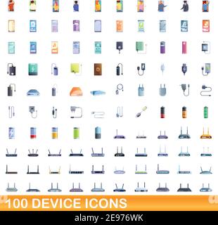 100 electronic device icons set, cartoon style Stock Vector Image & Art ...