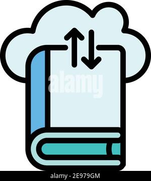 Interactive learning cloud book icon. Outline interactive learning cloud book vector icon for web design isolated on white background Stock Vector