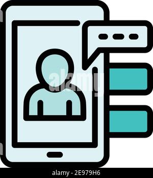 Interactive learning smartphone chat icon. Outline interactive learning smartphone chat vector icon for web design isolated on white background Stock Vector