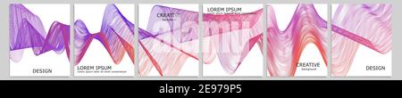 Set of vector cover notebook design. Abstract minimal waves gradient template design for notebook paper, copybook brochures, book, magazine. Planner Stock Vector
