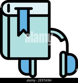 Interactive learning audio book icon. Outline interactive learning audio book vector icon for web design isolated on white background Stock Vector