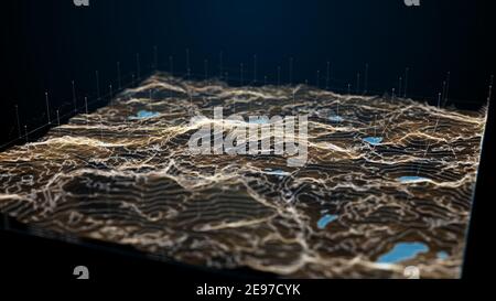 Concept of Future user interface, Dynamic futuristic and digital procedural landscape, Use it for Future technology, science ,business or any other co Stock Photo