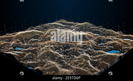 Concept of Digital user interface, Dynamic futuristic and digital procedural landscape, Use it for Future technology, science ,business or any other c Stock Photo