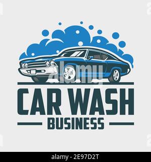 Car wash business ready made logo vector isolated Stock Vector