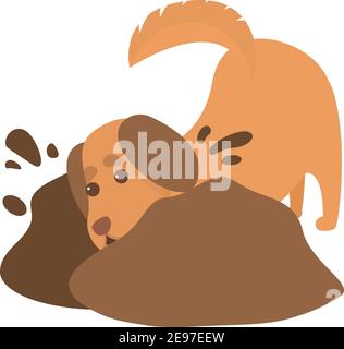 Playful dog searching in ground icon. Cartoon of playful dog searching in ground vector icon for web design isolated on white background Stock Vector