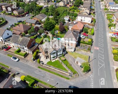 Aerial photo of the town of Batley in Yorkshire UK, showing a typical ...