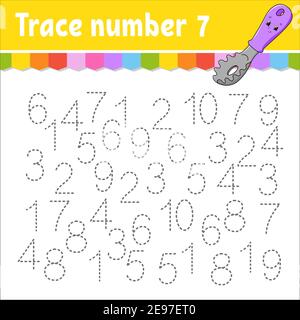 Trace and write. Handwriting practice. Learning numbers for kids. Education  developing worksheet. Activity page. Game for toddlers and preschoolers. I  Stock Vector Image & Art - Alamy