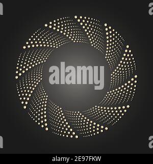 Golden frame with lace ornament in circle on black background. Art deco. Luxury gold round mandala, hand draw design. Ethnic motif. Abstract vector Stock Vector