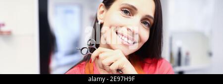 Cheerful happy lady in uniform Stock Photo