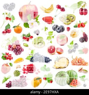 Collections of fruits, background Stock Photo