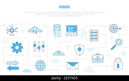 dbms database management system concept with icon set template banner with modern blue color style vector illustration Stock Photo