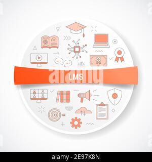 lms learning management system concept with icon concept with round or circle shape vector illustration Stock Photo