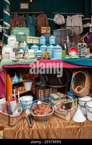 LONDON, UK - AUGUST 15, 2009:  Kitchen collectables on a stall at Angel Antique market Stock Photo