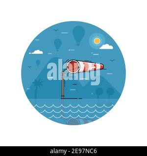 Wind Sock Seaside Icon in Line Art Stock Vector