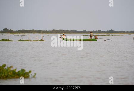 The floating village of  Tonlé Sap lake inhabited mainly by the Vietnamese Stock Photo