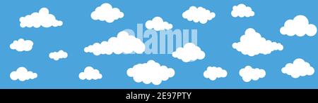 seamless cartoon blue sky with clouds background vector illustration Stock Vector
