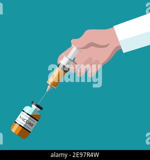 hand holding medical syringe healthcare vector illustration Stock ...