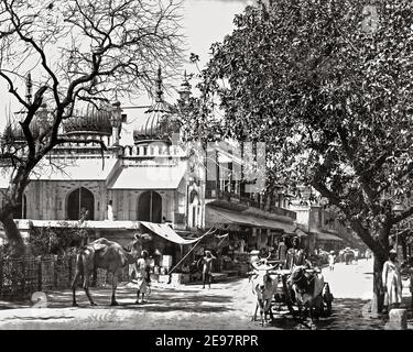 Late 19th century photograph - Chandni Chowk, Delhi, market street, India. Stock Photo