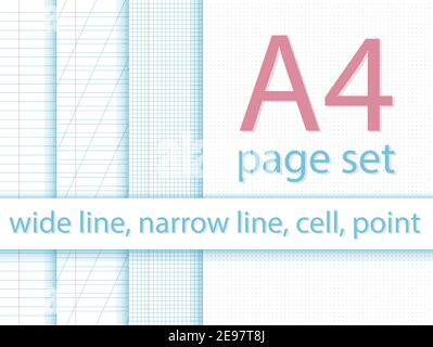 A4 page dots, lines, cell for notebook Stock Vector