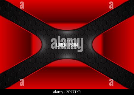 Red metal technology background with hexagon pattern.Vector illustration.Eps10 Stock Vector