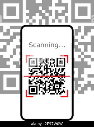 Scanning QR code with mobile smart phone. Isolated on white background. Qr code payment vector illustration Stock Vector