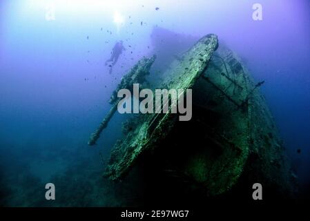 SS Thistlegorm in the Strait of Gobal in The Red Sea, Egypt. She was sunk on 6 October 1941 by two German Heinkel He 111 Stock Photo