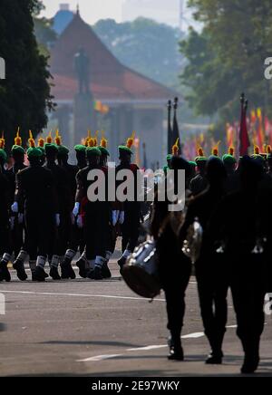 Colombo, Sri Lanka. 3rd Feb, 2021. 73rd Independence Day rehearsal Parade in Colombo on February 3, 2021. Sri Lanka's independence from British colonial rule is celebrated on Feb. 4 each year. Credit: Pradeep Dambarage/ZUMA Wire/Alamy Live News Stock Photo