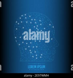 Abstract blue technology background.Digital polygonal human head.Vector illustration.Eps10 Stock Vector
