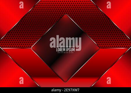 Metal technology background of red with perforated texture.Vector illustration.Eps10 Stock Vector