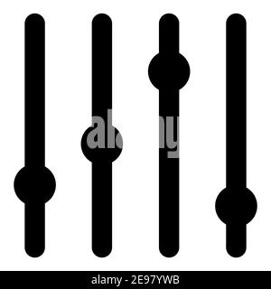 Sliders icon. Slider bar symbol isolated on white. Vector black illustration for sound mixer panel design or equalizer console control element. Eps 10 Stock Vector