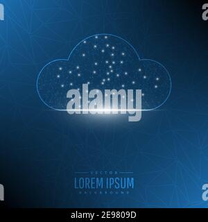 Abstract blue technology background.Digital cloud technology concept.Vector illustration.Eps10 Stock Vector
