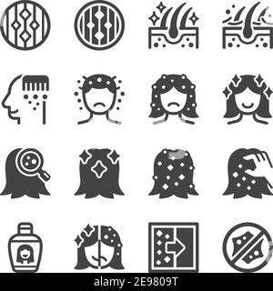 dandruff icon set,vector and illustration Stock Vector