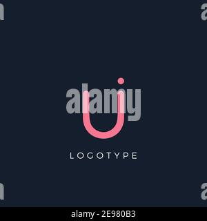 Minimalist letter with dots, awesome monogram. Lowercase letter for modern and creative logo concept. Initials template on dark background. Vector Stock Vector