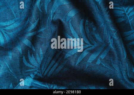 Blue checkered fabric closeup , tablecloth texture, close up. Stock Photo