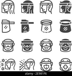 face shield icon set,vector and illustration Stock Vector