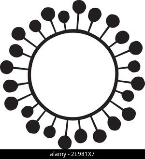 Vector illustration in black line on white background of a wreath in floral style. Stock Vector