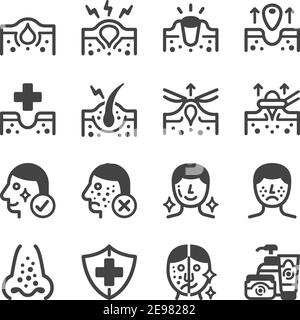 acne icon set,vector and illustration Stock Vector